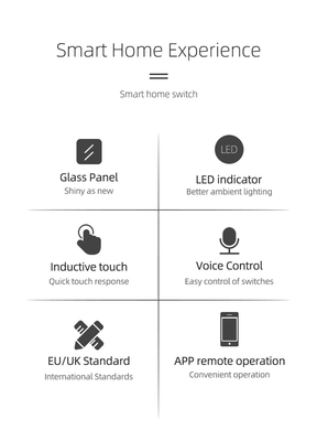 Glomarket EU 1/2/3/4 Gang Tuya Smart Switch Light Alexa Voice Control Touch Glass Wall Wireless Wifi Switch Điện