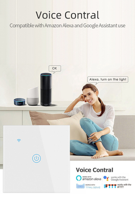 Glomarket EU 1/2/3/4 Gang Tuya Smart Switch Light Alexa Voice Control Touch Glass Wall Wireless Wifi Switch Điện