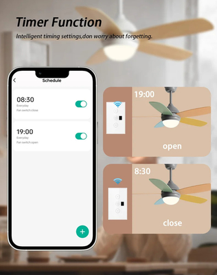 Glomarket Tuya Chuyển đổi quạt trần Wifi thông minh Eu Tiêu chuẩn kính cảm ứng tường Ứng dụng điều khiển từ xa Chuyển đổi tốc độ quạt điện