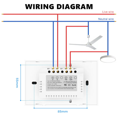 Glomarket Tuya Wifi Fan Light Switch Touch 3 In 1 Switch 5 Speed Adjustment Ceiling Fan Switch Cho Alexa Google Home