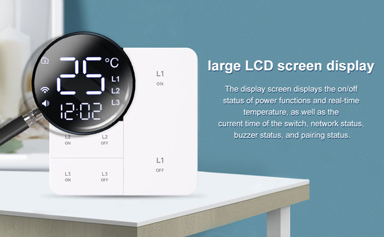 Glomarket Tuya Wifi Smart Wall Light Switch 1/2/3 Gang hỗ trợ Voice/app/touch Control Với màn hình hiển thị nhiệt độ