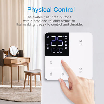 Glomarket Tuya Wifi Smart Wall Light Switch 1/2/3 Gang hỗ trợ Voice/app/touch Control Với màn hình hiển thị nhiệt độ