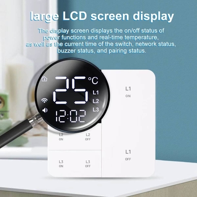 Glomarket Tuya Wifi Smart Wall Light Switch 1/2/3 Gang hỗ trợ Voice/app/touch Control Với màn hình hiển thị nhiệt độ