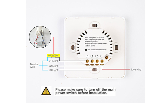 Glomarket Tuya Wifi Smart Wall Light Switch 1/2/3 Gang hỗ trợ Voice/app/touch Control Với màn hình hiển thị nhiệt độ