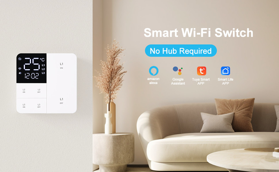 Glomarket Tuya Wifi Smart Wall Light Switch 1/2/3 Gang hỗ trợ Voice/app/touch Control Với màn hình hiển thị nhiệt độ