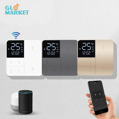 Glomarket Tuya Wifi Smart Wall Light Switch 1/2/3 Gang hỗ trợ Voice/app/touch Control Với màn hình hiển thị nhiệt độ