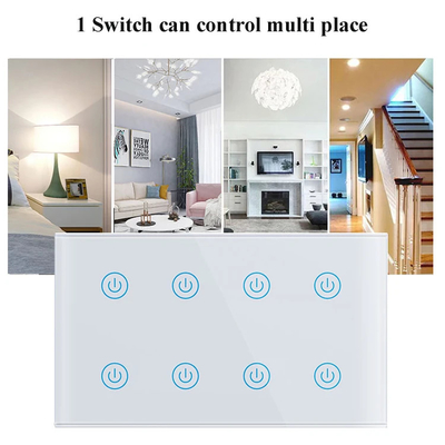 Glomarket Smart Home 8 Gang Wall Switch US Tiêu chuẩn Tuya Voice APP điều khiển từ xa không dây Wall Touch Light Switch