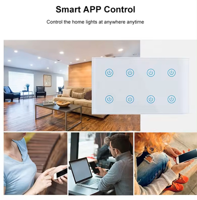Glomarket Smart Home 8 Gang Wall Switch US Tiêu chuẩn Tuya Voice APP điều khiển từ xa không dây Wall Touch Light Switch