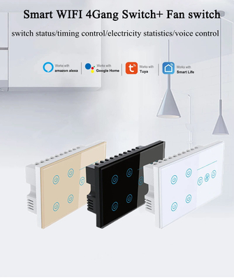 Glomarket Tuya Smart Wall Touch Switch Glass Panel Đèn điện Và Fan Switch Smart Life Alexa Voice Control