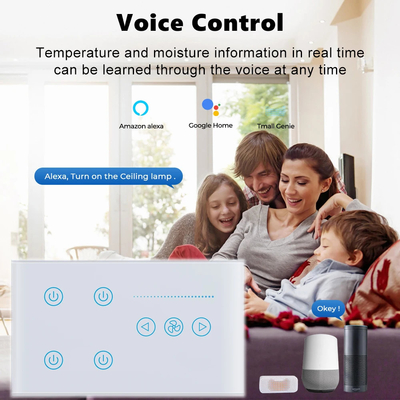 Glomarket Tuya Smart Wall Touch Switch Glass Panel Đèn điện Và Fan Switch Smart Life Alexa Voice Control