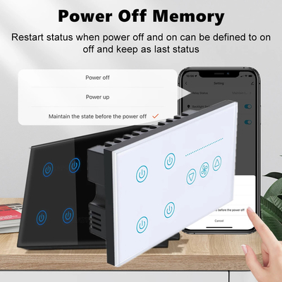 Glomarket Tuya Smart Wall Touch Switch Glass Panel Đèn điện Và Fan Switch Smart Life Alexa Voice Control