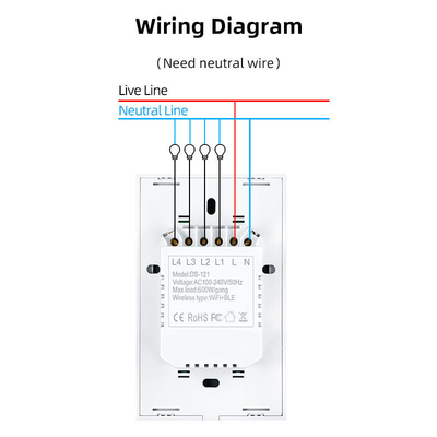Sản phẩm thiết kế mới của Glomarket Tuya Smart Wifi Wall Switch Us Standard Glass Touch Panel Light Switch Support App điều khiển từ xa