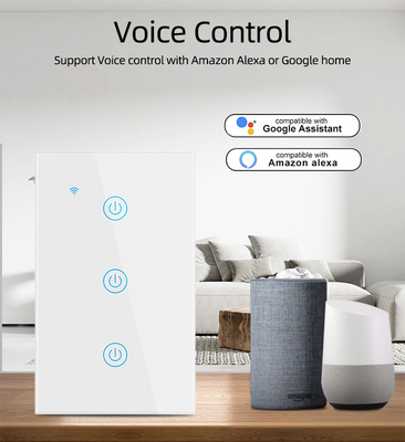 Sản phẩm thiết kế mới của Glomarket Tuya Smart Wifi Wall Switch Us Standard Glass Touch Panel Light Switch Support App điều khiển từ xa