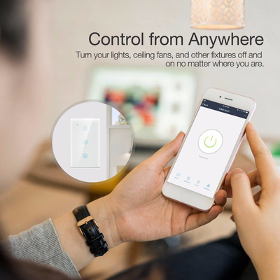 Sản phẩm thiết kế mới của Glomarket Tuya Smart Wifi Wall Switch Us Standard Glass Touch Panel Light Switch Support App điều khiển từ xa
