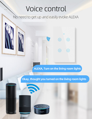 Sản phẩm thiết kế mới của Glomarket Tuya Smart Wifi Wall Switch Us Standard Glass Touch Panel Light Switch Support App điều khiển từ xa
