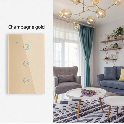 Sản phẩm thiết kế mới của Glomarket Tuya Smart Wifi Wall Switch Us Standard Glass Touch Panel Light Switch Support App điều khiển từ xa
