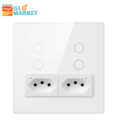 Glomarket Smart Wifi Brazil Tiêu chuẩn Smart Home Tuya Smart 4 Gang Switch And Socket Wifi Smart Wall Socket Làm việc với Alexa