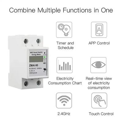 Glomarket Wifi Tuya/Smart Life App điều khiển từ xa Smart Circuit Protector Relay Device Switch Breaker Energy Meter