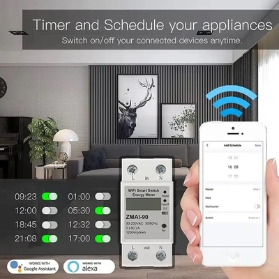 Glomarket Wifi Tuya/Smart Life App điều khiển từ xa Smart Circuit Protector Relay Device Switch Breaker Energy Meter