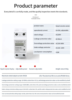 Glomarket Wifi Tuya/Smart Life App điều khiển từ xa Smart Circuit Protector Relay Device Switch Breaker Energy Meter