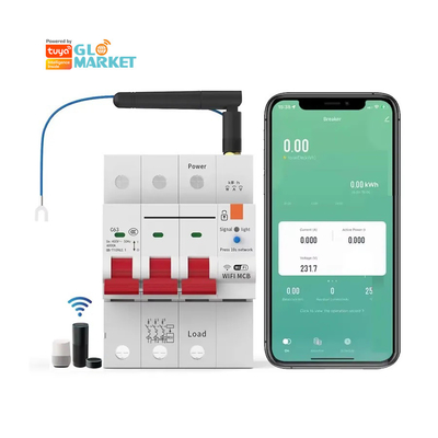 Glomarket Bộ ngắt mạch Wifi Smart Switch Tuya Smart 1p 2p 3p 4p Hệ thống nhà thông minh mạch điện 4P MCB Bộ ngắt mạch thông minh
